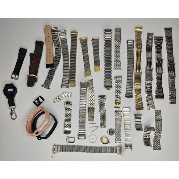 1.5 Pounds Watch Band Bundle Lot DIY Craft Project Repair Steampunk Vintage - Picture 4 of 10
